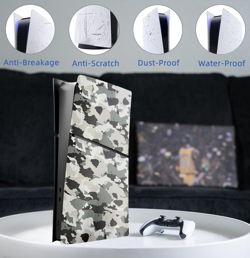 IMOFEE Slim Digital Edition Cover Plates for New PS5 Slim Console, Shell Panels Compatible with New PlayStation 5 Slim Accessories Protective Replacement Faceplate (Gray Camouflage) - Image 5